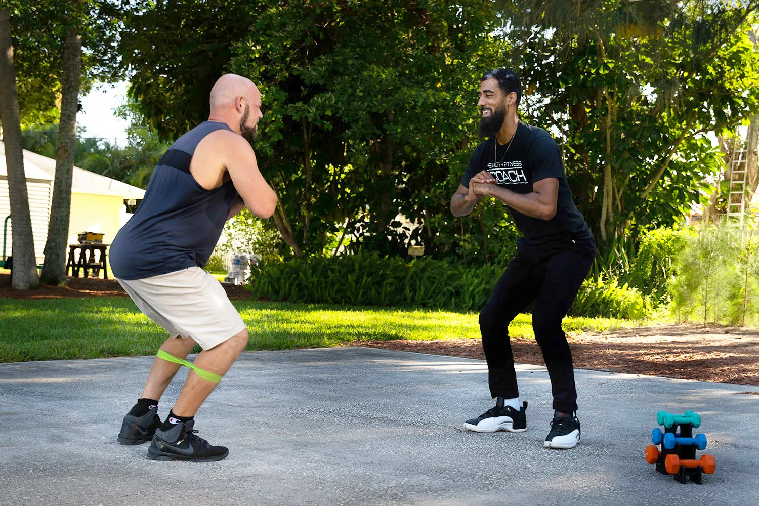 One-on-one fitness training session outdoors